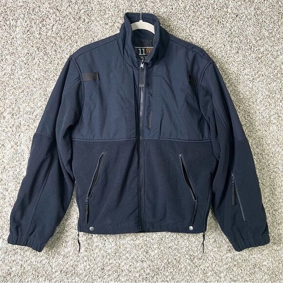 5.11 Tactical Jacket Men’s Small Navy Blue Fleece and Nylon Full Zip Up - Picture 1 of 4